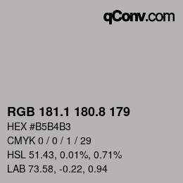 Farbcode: RGB 181.1 180.8 179 | qconv.com