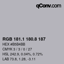 Color code: RGB 181.1 180.8 187 | qconv.com