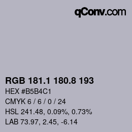 Color code: RGB 181.1 180.8 193 | qconv.com