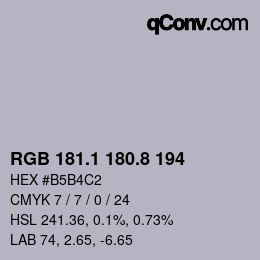 Color code: RGB 181.1 180.8 194 | qconv.com