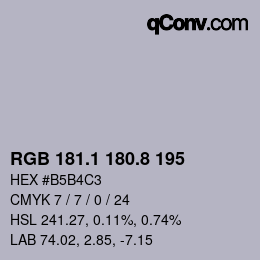 カラーコード: RGB 181.1 180.8 195 | qconv.com