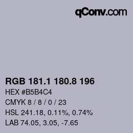 Color code: RGB 181.1 180.8 196 | qconv.com