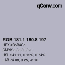 Color code: RGB 181.1 180.8 197 | qconv.com