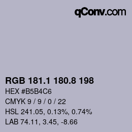 Color code: RGB 181.1 180.8 198 | qconv.com