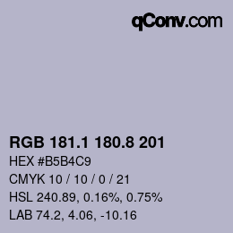 Color code: RGB 181.1 180.8 201 | qconv.com