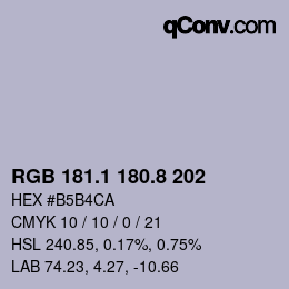 Color code: RGB 181.1 180.8 202 | qconv.com
