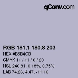 Color code: RGB 181.1 180.8 203 | qconv.com