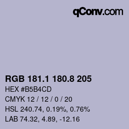 Color code: RGB 181.1 180.8 205 | qconv.com