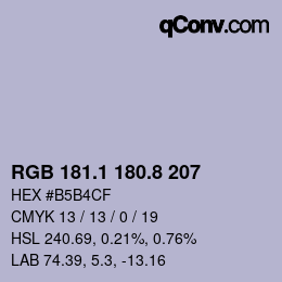 Color code: RGB 181.1 180.8 207 | qconv.com