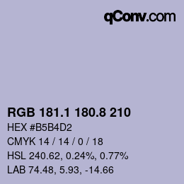 Color code: RGB 181.1 180.8 210 | qconv.com