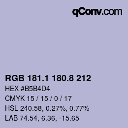 Color code: RGB 181.1 180.8 212 | qconv.com