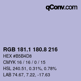 Color code: RGB 181.1 180.8 216 | qconv.com