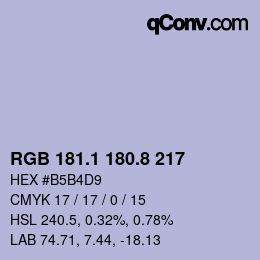 Color code: RGB 181.1 180.8 217 | qconv.com