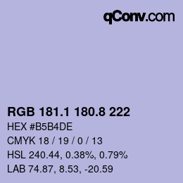 Color code: RGB 181.1 180.8 222 | qconv.com