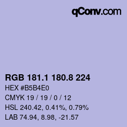 Color code: RGB 181.1 180.8 224 | qconv.com