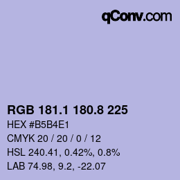 Color code: RGB 181.1 180.8 225 | qconv.com