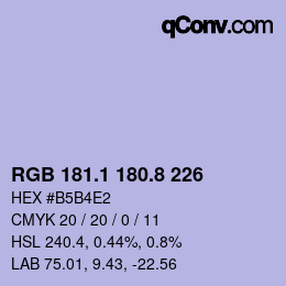 Color code: RGB 181.1 180.8 226 | qconv.com