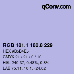 Color code: RGB 181.1 180.8 229 | qconv.com