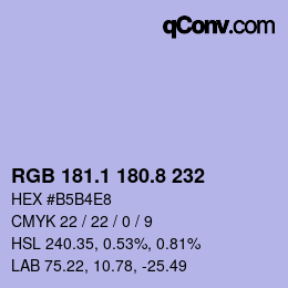 Color code: RGB 181.1 180.8 232 | qconv.com