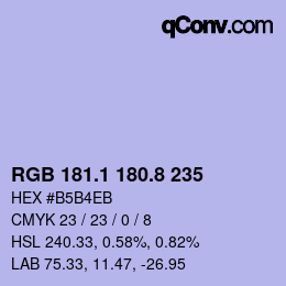 Color code: RGB 181.1 180.8 235 | qconv.com