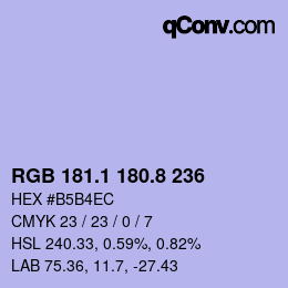 Color code: RGB 181.1 180.8 236 | qconv.com
