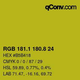 カラーコード: RGB 181.1 180.8 24 | qconv.com