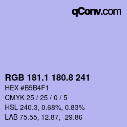 Farbcode: RGB 181.1 180.8 241 | qconv.com