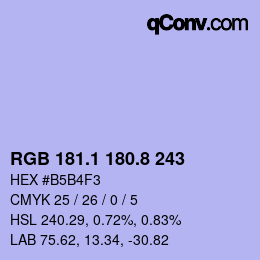 Color code: RGB 181.1 180.8 243 | qconv.com