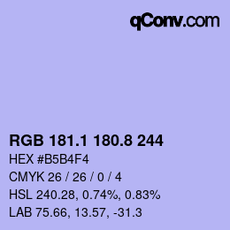 Color code: RGB 181.1 180.8 244 | qconv.com