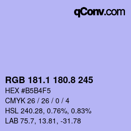 Color code: RGB 181.1 180.8 245 | qconv.com