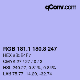 カラーコード: RGB 181.1 180.8 247 | qconv.com