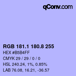 カラーコード: RGB 181.1 180.8 255 | qconv.com