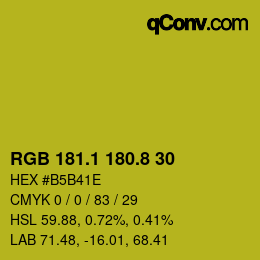 カラーコード: RGB 181.1 180.8 30 | qconv.com
