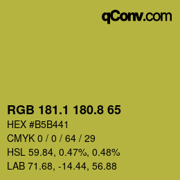 カラーコード: RGB 181.1 180.8 65 | qconv.com