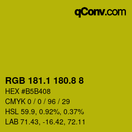 カラーコード: RGB 181.1 180.8 8 | qconv.com