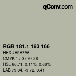 カラーコード: RGB 181.1 183 166 | qconv.com