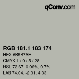Color code: RGB 181.1 183 174 | qconv.com