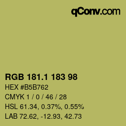 カラーコード: RGB 181.1 183 98 | qconv.com