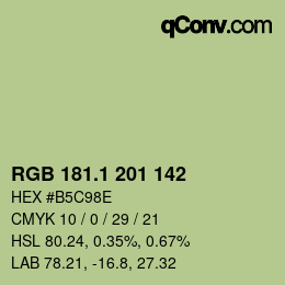 カラーコード: RGB 181.1 201 142 | qconv.com