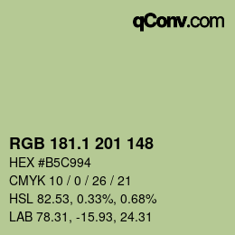 カラーコード: RGB 181.1 201 148 | qconv.com