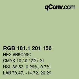 カラーコード: RGB 181.1 201 156 | qconv.com