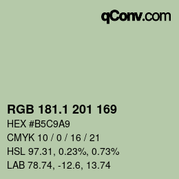 カラーコード: RGB 181.1 201 169 | qconv.com