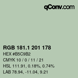 Color code: RGB 181.1 201 178 | qconv.com