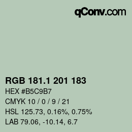 Color code: RGB 181.1 201 183 | qconv.com