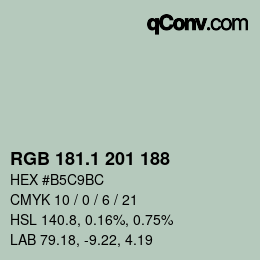 Color code: RGB 181.1 201 188 | qconv.com