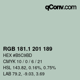 カラーコード: RGB 181.1 201 189 | qconv.com