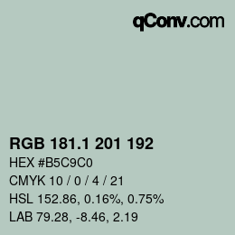 Color code: RGB 181.1 201 192 | qconv.com