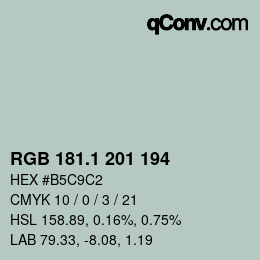 カラーコード: RGB 181.1 201 194 | qconv.com