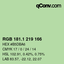 カラーコード: RGB 181.1 219 166 | qconv.com