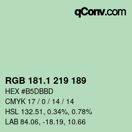 カラーコード: RGB 181.1 219 189 | qconv.com